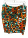 Lafayette 148 Size 14 Green & Orange Cotton Squares blurry Pencil Skirt Green & Orange / 14