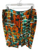 Lafayette 148 Size 14 Green & Orange Cotton Squares blurry Pencil Skirt Green & Orange / 14