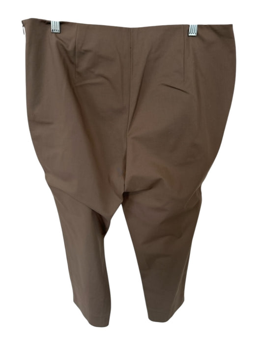 Lafayette 148 Size 14 Brown Cotton Blend Side Zip Cropped Straight Leg Pants Brown / 14