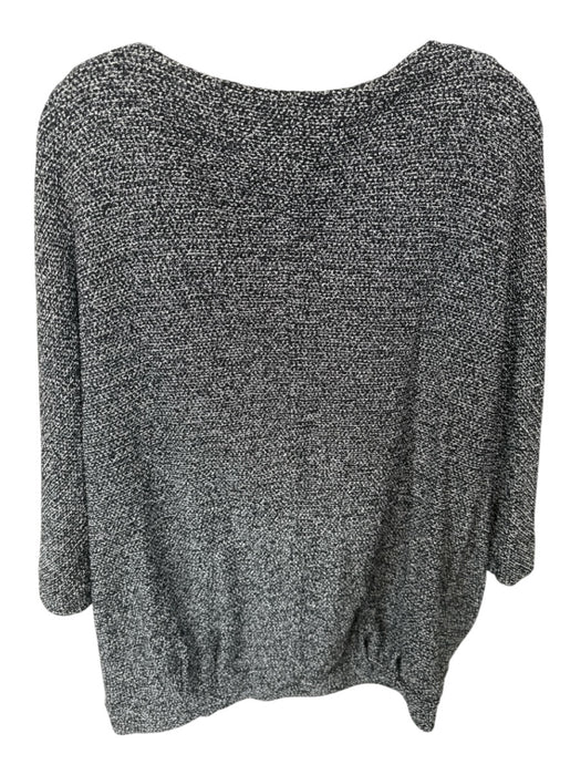 St John Size 16 Black & White Wool Blend Tweed 3/4 Sleeve One Button Neck Blazer Black & White / 16