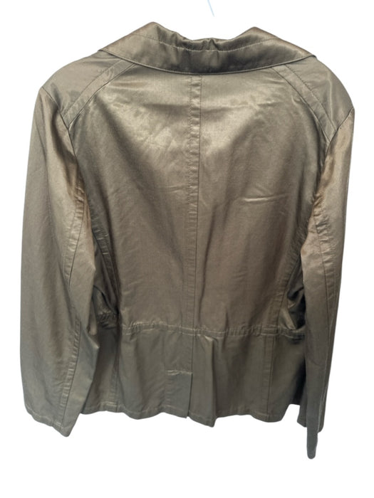 Isda & Co Size L Olive Cotton Blend Shiny 3 Buttons Collar Long Sleeve Blazer Olive / L