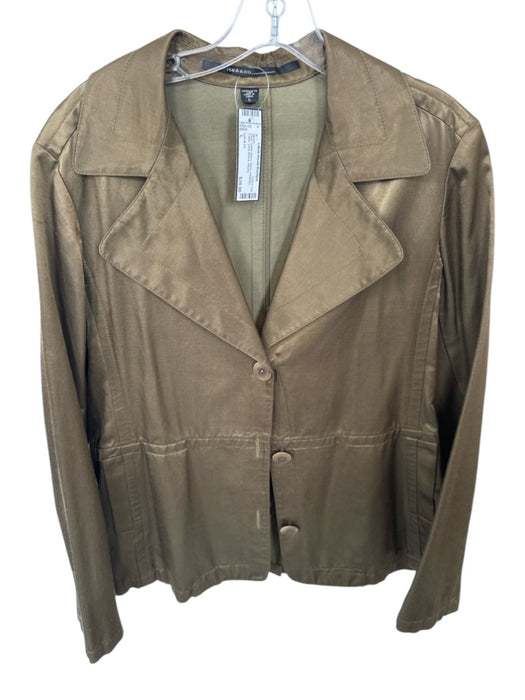 Isda & Co Size L Olive Cotton Blend Shiny 3 Buttons Collar Long Sleeve Blazer Olive / L