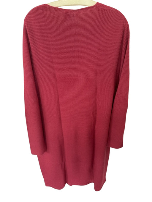Persona Size L Dark Rose Wool Blend Knit Long Sleeve V Neck Maxi Dress Dark Rose / L