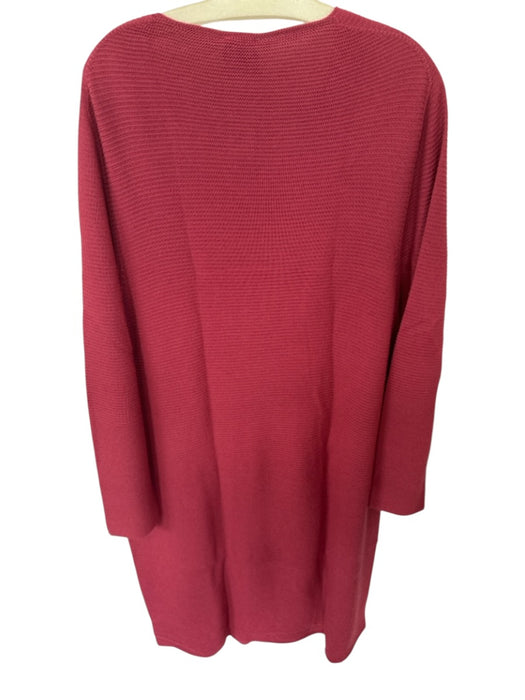 Persona Size L Dark Rose Wool Blend Knit Long Sleeve V Neck Maxi Dress Dark Rose / L