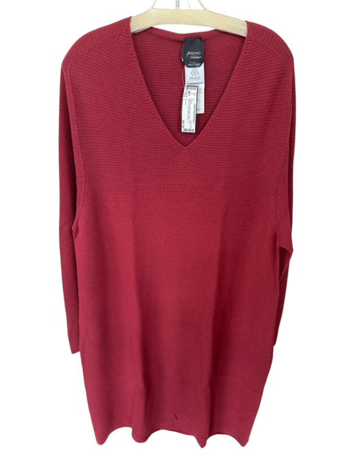 Persona Size L Dark Rose Wool Blend Knit Long Sleeve V Neck Maxi Dress Dark Rose / L