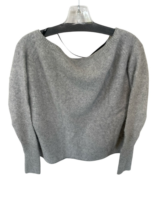 Naadam Size XL Grey Cashmere Wide Neck Long Sleeve Rib Detail Sweater Grey / XL