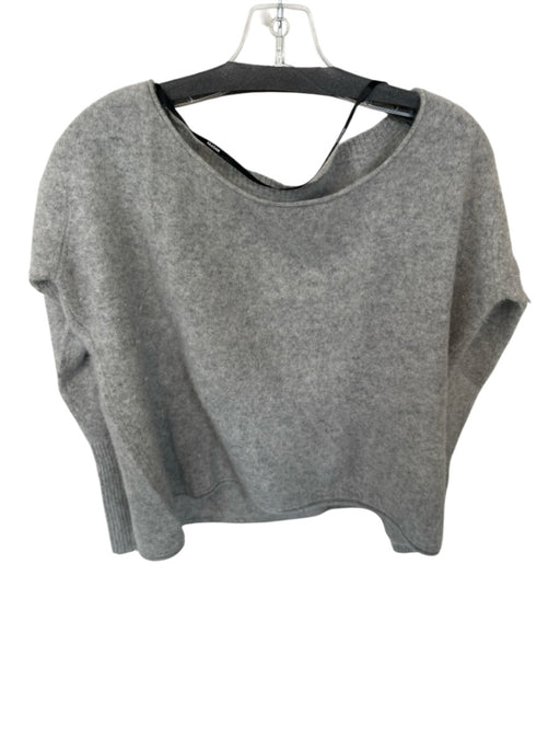 Naadam Size XL Grey Cashmere Wide Neck Long Sleeve Rib Detail Sweater Grey / XL
