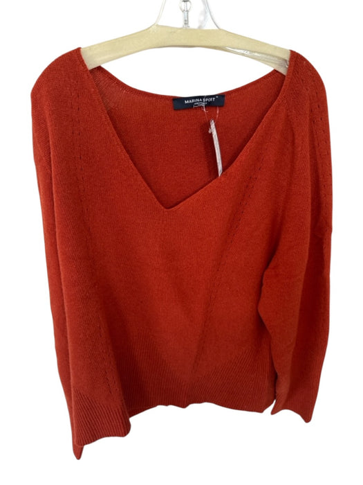 Marina Sport Size XL Burnt Orange Wool Blend Knit Long Sleeve Rib Detail Sweater Burnt Orange / XL