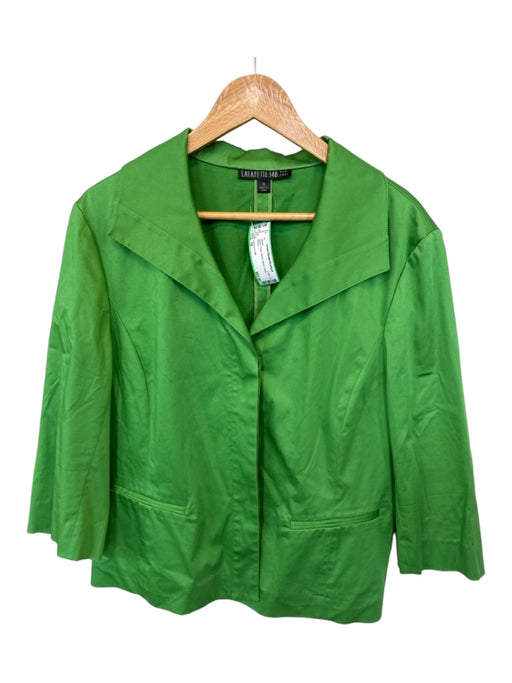 Lafayette 148 Size 16 Green Cotton Blend Button Down Jacket Green / 16