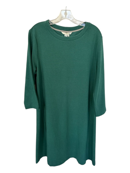 Boden Size 14 Forest Green Cotton Long Sleeve Ribbed Shift Dress Forest Green / 14