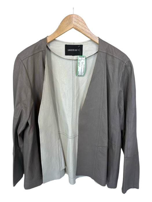 Lafayette 148 Size Est xl Gray Leather Reversable Jacket Gray / Est xl