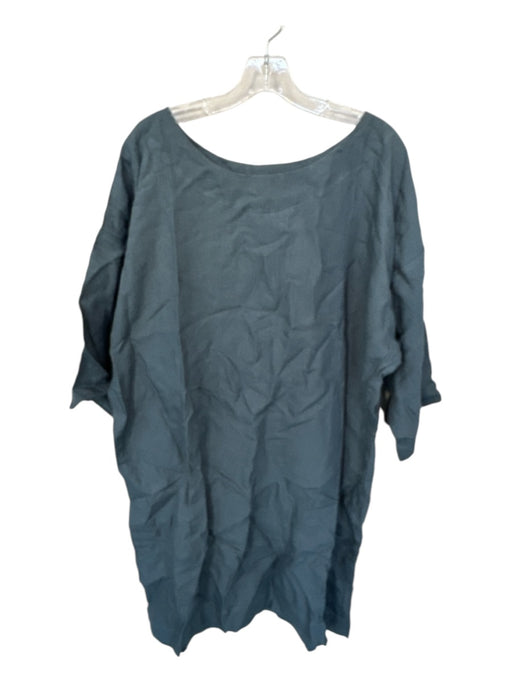 Pure White Spa Size Est L Teal Linen Long Sleeve Shift Dress Teal / Est L