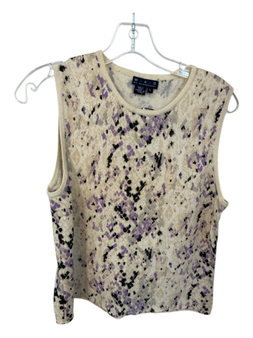 Magaschoni Size L Cream & Purple Cashmere Sleeveless dots Sweater Cream & Purple / L