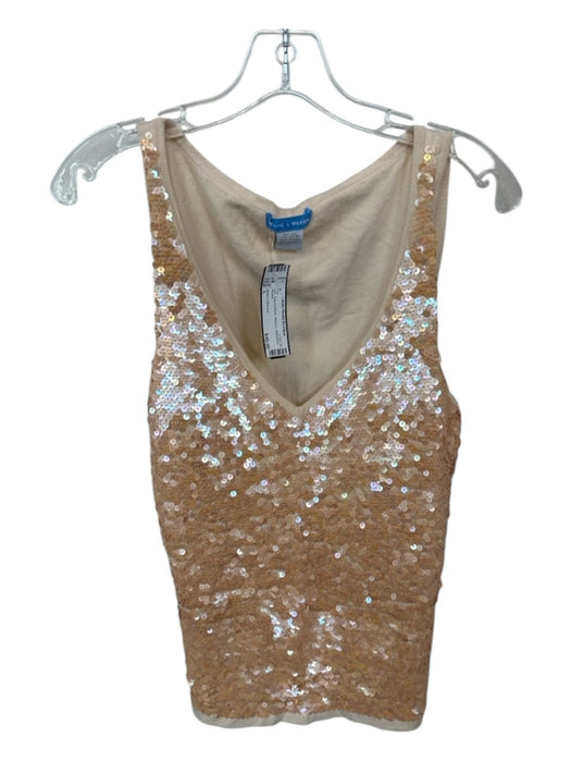 White + Warren Size L Tan Angora Blend Sequins Sleeveless Top Tan / L