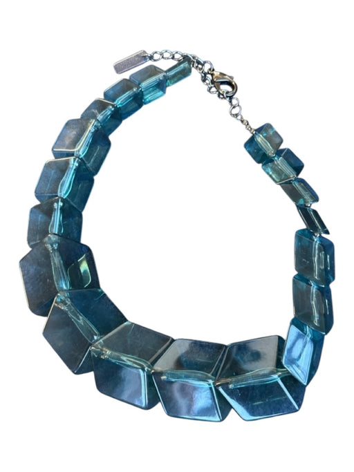 Lafayette 148 Teal Lucite Geometric Chunky Statement Necklace Teal