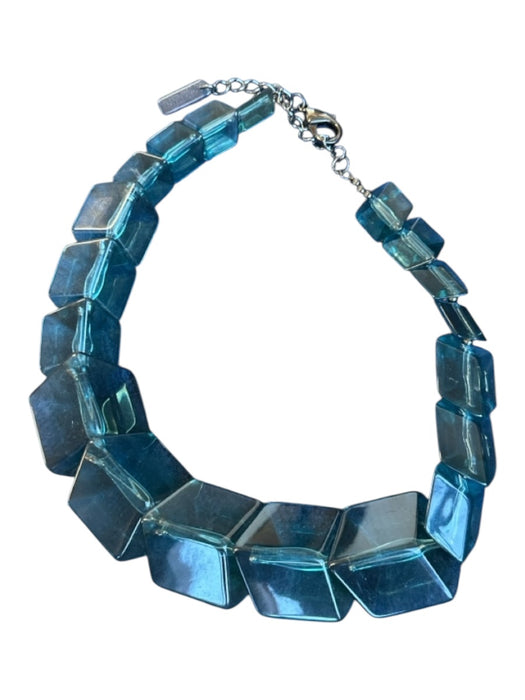 Lafayette 148 Teal Lucite Geometric Chunky Statement Necklace Teal