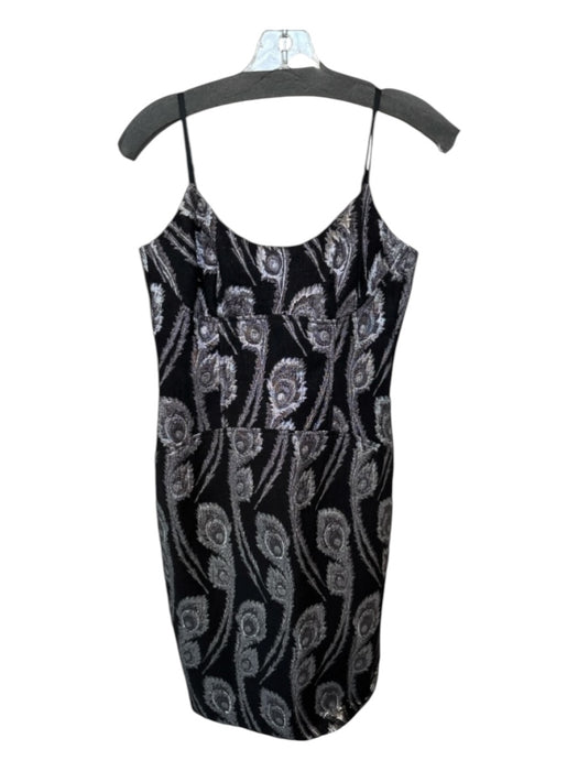 Trina Turk Size 4 Black & Silver Polyester Blend Spaghetti Strap Metallic Dress Black & Silver / 4