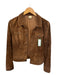 Ecru Size S Chocolate Brown Suede Snap Buttons Long Sleeve Collar Jacket Chocolate Brown / S