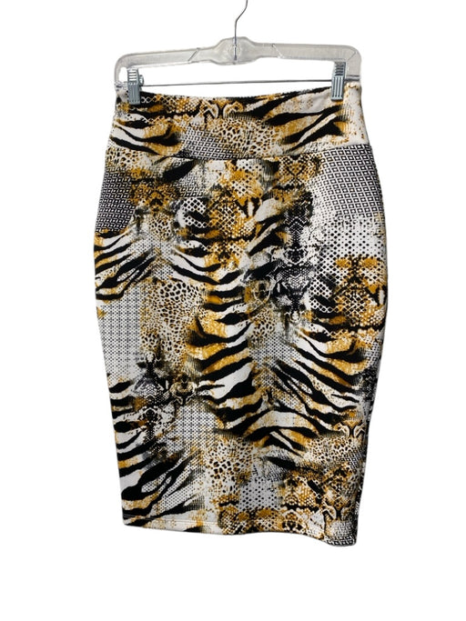 Carmen Carmen Marc Valvo Size Small Black, White & Gold Polyester Pencil Skirt Black, White & Gold / Small