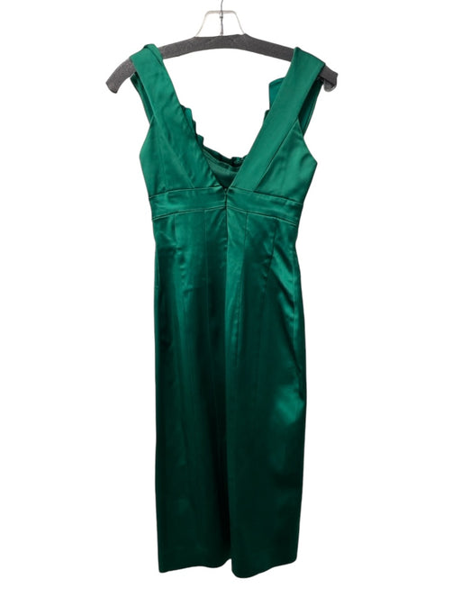 Karen Millen Size 2 Emerald Green Acetate Blend Pintuck Details V Back Dress Emerald Green / 2