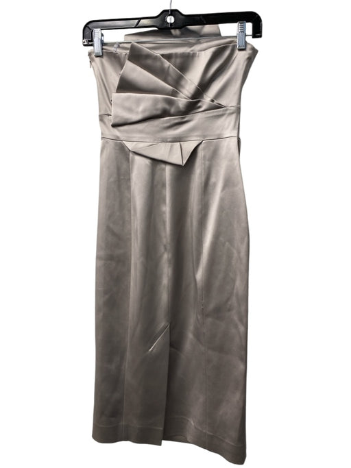 Karen Millen Size 4 Dove Gray Acetate Blend Strapless Back Zip boning Dress Dove Gray / 4