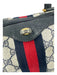 Gucci Navy, Beige & Red Leather Gold hardware Vintage Top Handle Purse Navy, Beige & Red / Medium