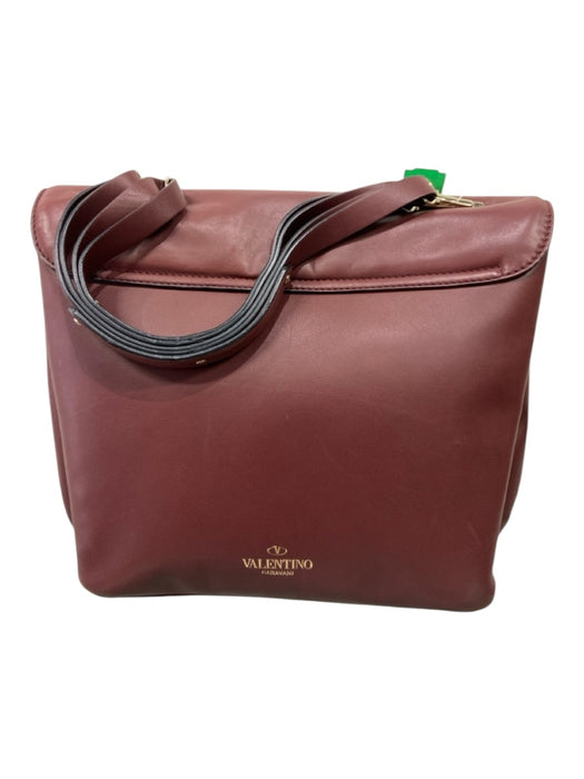 Valentino Maroon Leather Expandable Shoulder Bag Top Handle Gold Hardware Purse Maroon / Medium