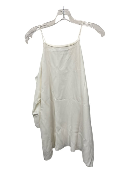 The Row Size Large White Viscose Spaghetti Strap Half Sleeve Cold Shoulder Top White / Large