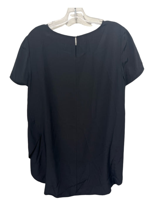 Lafayette 148 Size 8 Black Silk Short Sleeve Satin Lined Top Black / 8