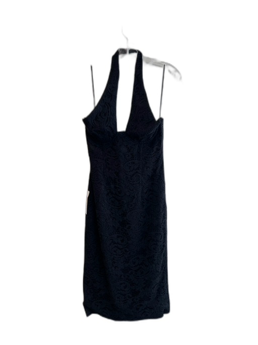 Bardot Size M Black Cotton Sleeveless Lace Overlay Halter Top Deep v neck Dress Black / M