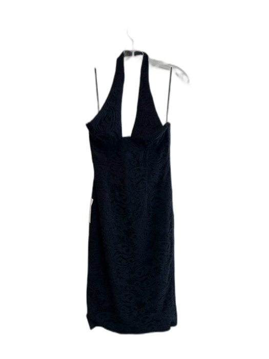 Bardot Size M Black Cotton Sleeveless Lace Overlay Halter Top Deep v neck Dress Black / M