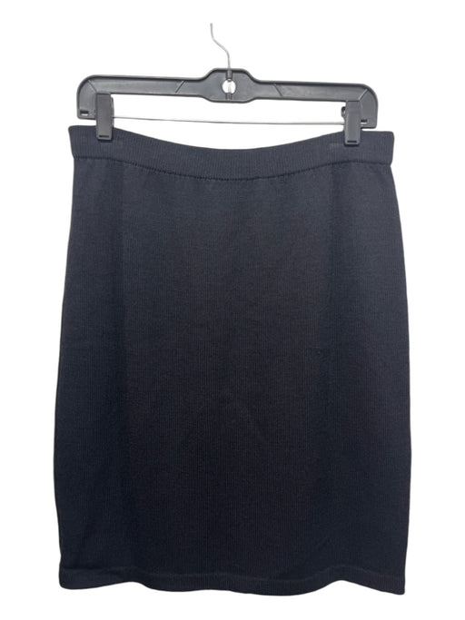 St John Basics Size 10 Black Wool Elastic Waist Knee Length Skirt Black / 10