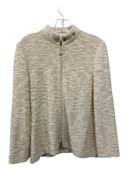 St John Sport Size S Beige Wool Blend Gold button Zip Front Jacket Beige / S