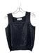 St John Evening Size 4 Black Wool Blend Paillettes Square Neck Sleeveless Top Black / 4