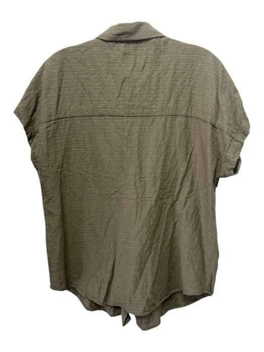 Marine Layer Size M Olive Green Cotton Textured Short Sleeve buttondown Top Olive Green / M