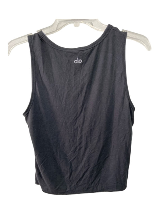 Alo Size M Black Rayon Twist Hem Sleeveless Top Black / M