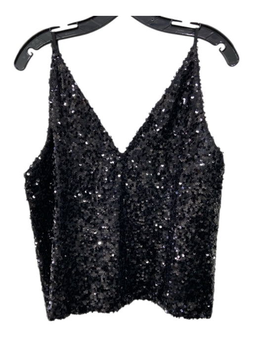 J Crew Collection Size M Black Polyester Fully Sequined Double V Top Black / M