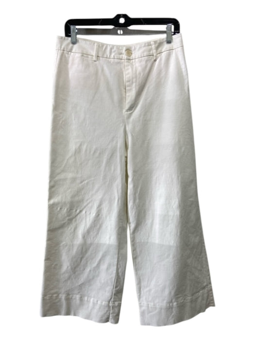 Frank & Oak Size 12 Ivory White Cotton High Rise Wide Leg Loops Pants Ivory White / 12