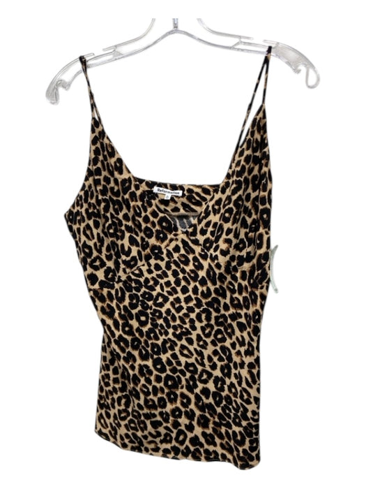 Reformation Size XL Brown & Black Viscose V Neck Animal Print Camisole Top Brown & Black / XL