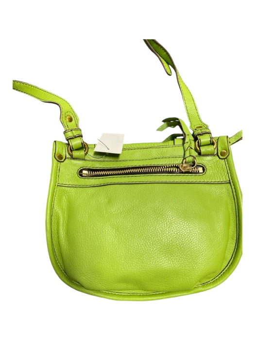 Oryany Lime Leather Top Zipper Flap Gold Hardware Shoulder & Crossbody Bag Lime / Medium