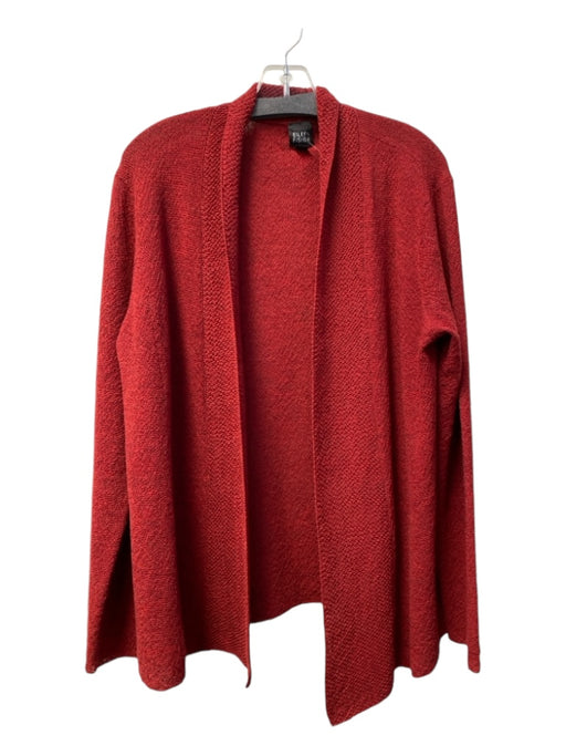 Eileen Fisher Size XL Cranberry Wool Open Front Knit Shawl Collar Cardigan Cranberry / XL