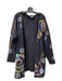 V.C.Torias Size One Size Black Multi Cotton Ribbed Open Front Below Knee Jacket Black Multi / One Size