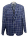 G. Manzoni Made in Italy Blue & White Wool Windowpane 2 Button Men's Blazer 40