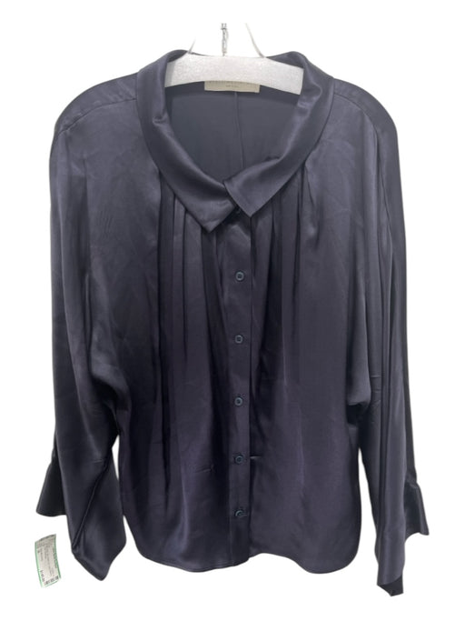 Stella McCartney Size 36 Navy Blue Silk Button Up Long Sleeve Collar Top Navy Blue / 36