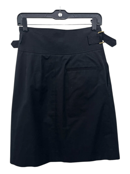 Chloe Size 36 Black Cotton Pleated Buckle Knee Length Skirt Black / 36