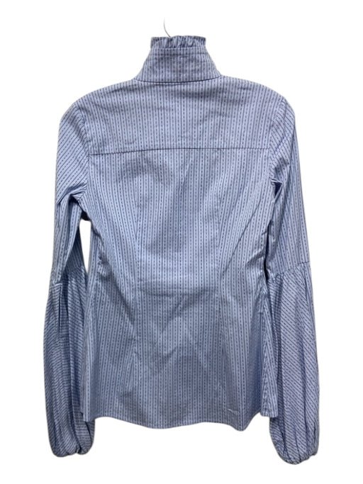 Caroline Constas Size S Blue Cotton Striped Button Down Long Sleeve Top Blue / S