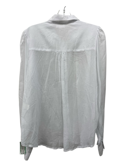 FREE the Label Size S White Cotton Semi Sheer Button Down Long Puff Sleeve Top White / S