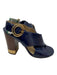 Chloe Shoe Size 40 Navy Blue & Brown Patent Leather Criss Cross Sandal Pumps Navy Blue & Brown / 40