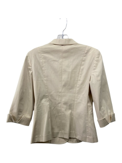 Max Mara Studio Size P Beige Cotton 2 Buttons Shoulder Pads Darted Jacket Beige / P