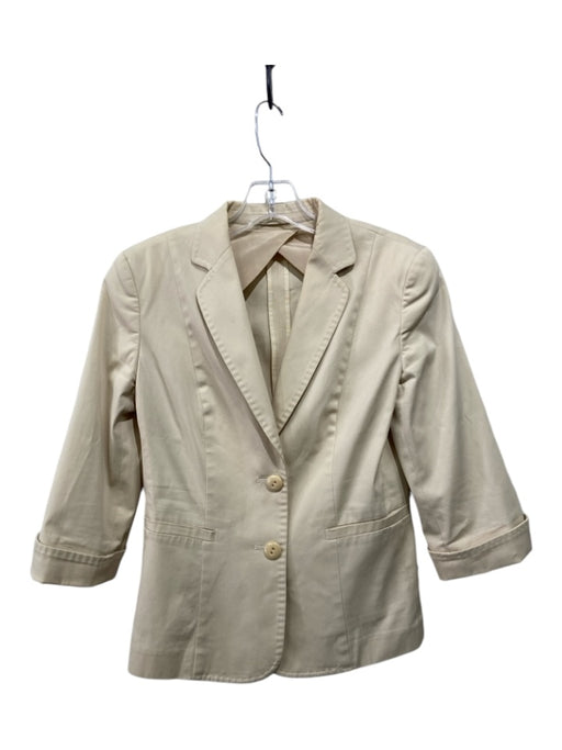 Max Mara Studio Size P Beige Cotton 2 Buttons Shoulder Pads Darted Jacket Beige / P